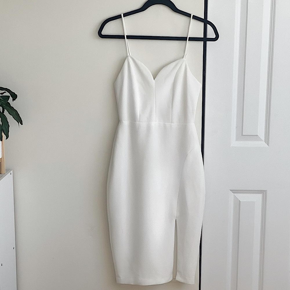 White BodyCon Dress with Heart Shaped Neckline